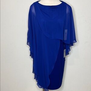 Eliza J from Nordstrom elegant Blue chiffon cape Dress